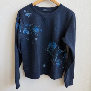 Polo Ralph Lauren Women's Navy Blue Floral Sweater